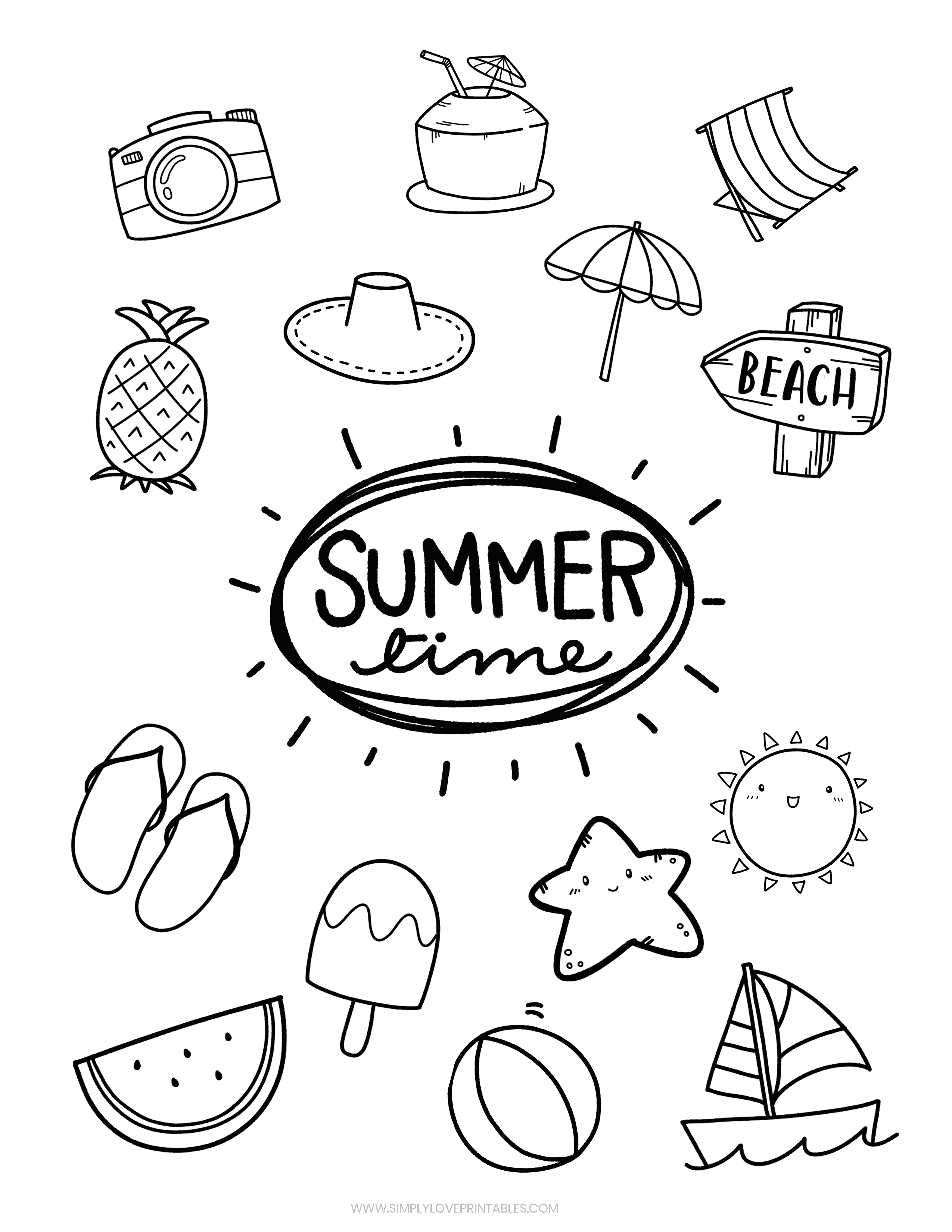 130 Beach Party Coloring Pages Free Printable 121