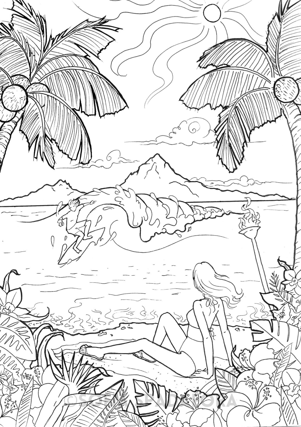 130 Beach Party Coloring Pages Free Printable 98