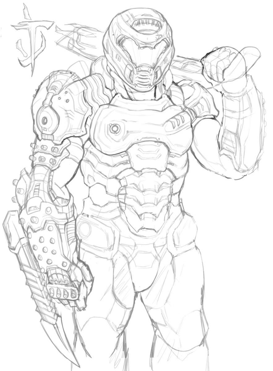 130+ Doom Slayer Coloring Pages Printable 1