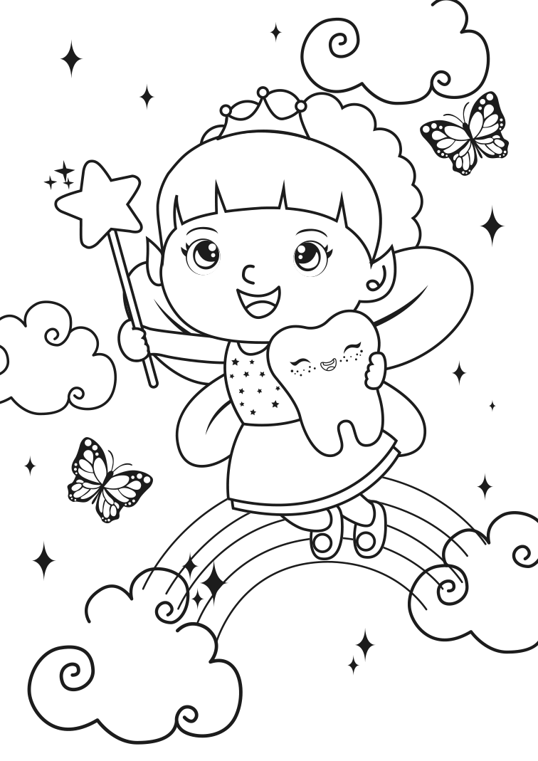 cute tooth fairy coloring pages printable jpg