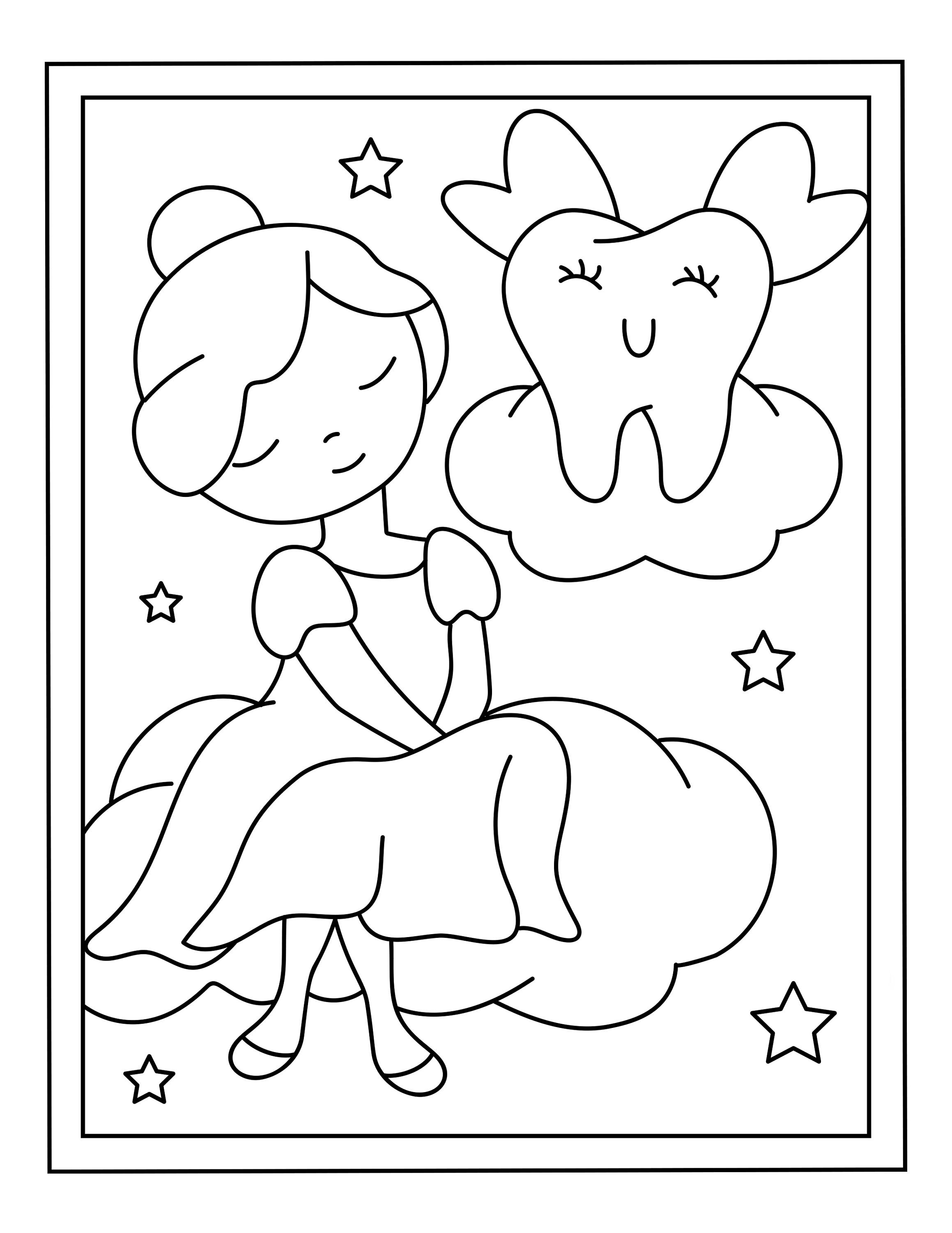 cute tooth fairy coloring pages printable jpg