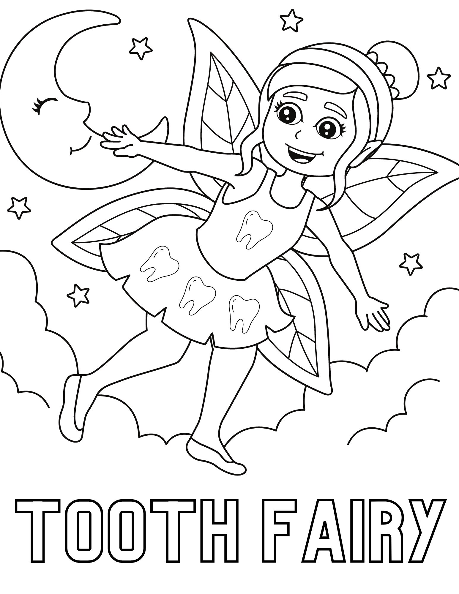 cute tooth fairy coloring pages printable jpg