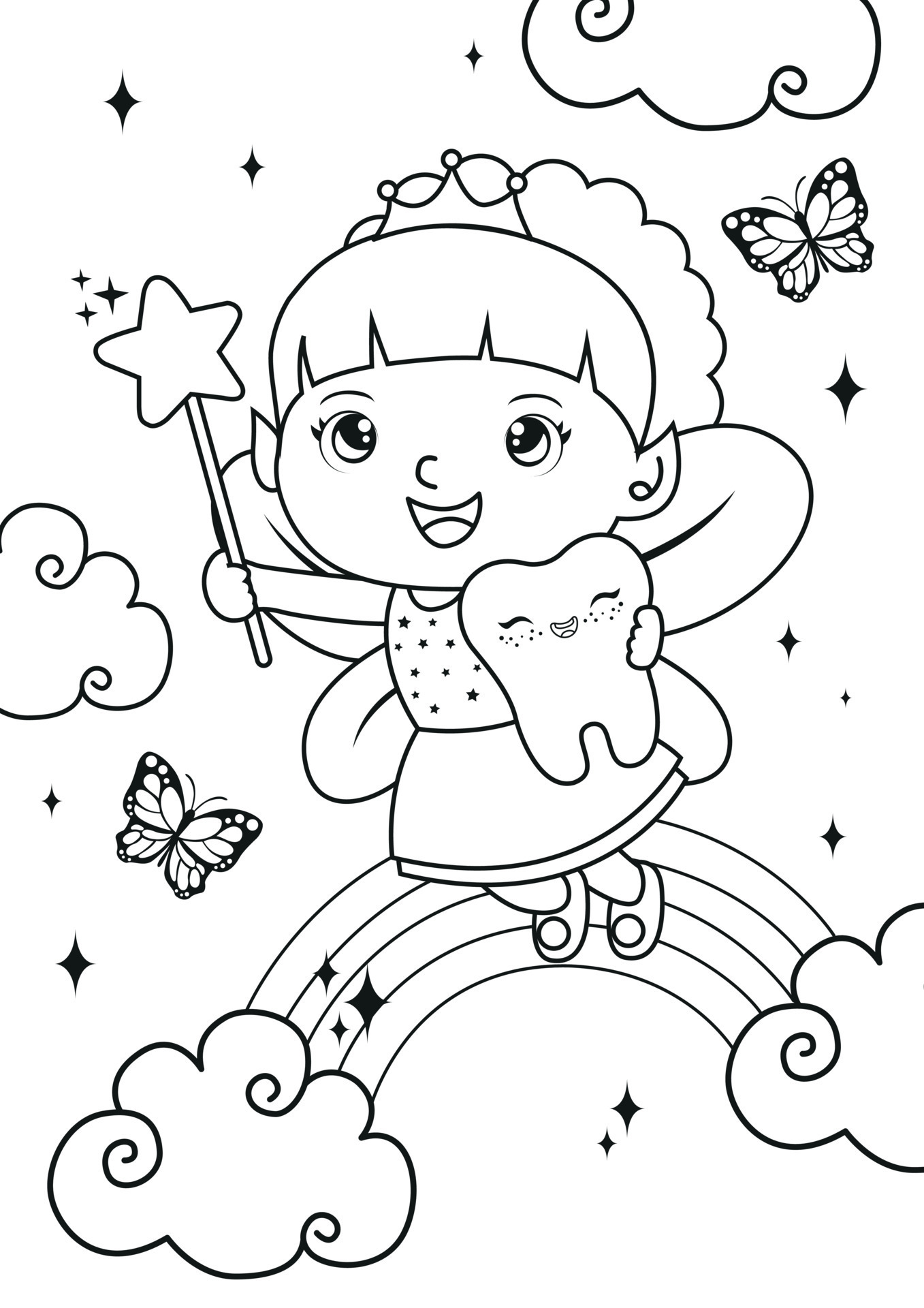 139 Cute Tooth Fairy Coloring Pages Printable 74