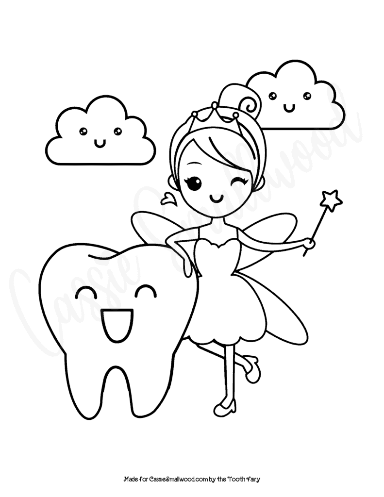 cute tooth fairy coloring pages printable jpg