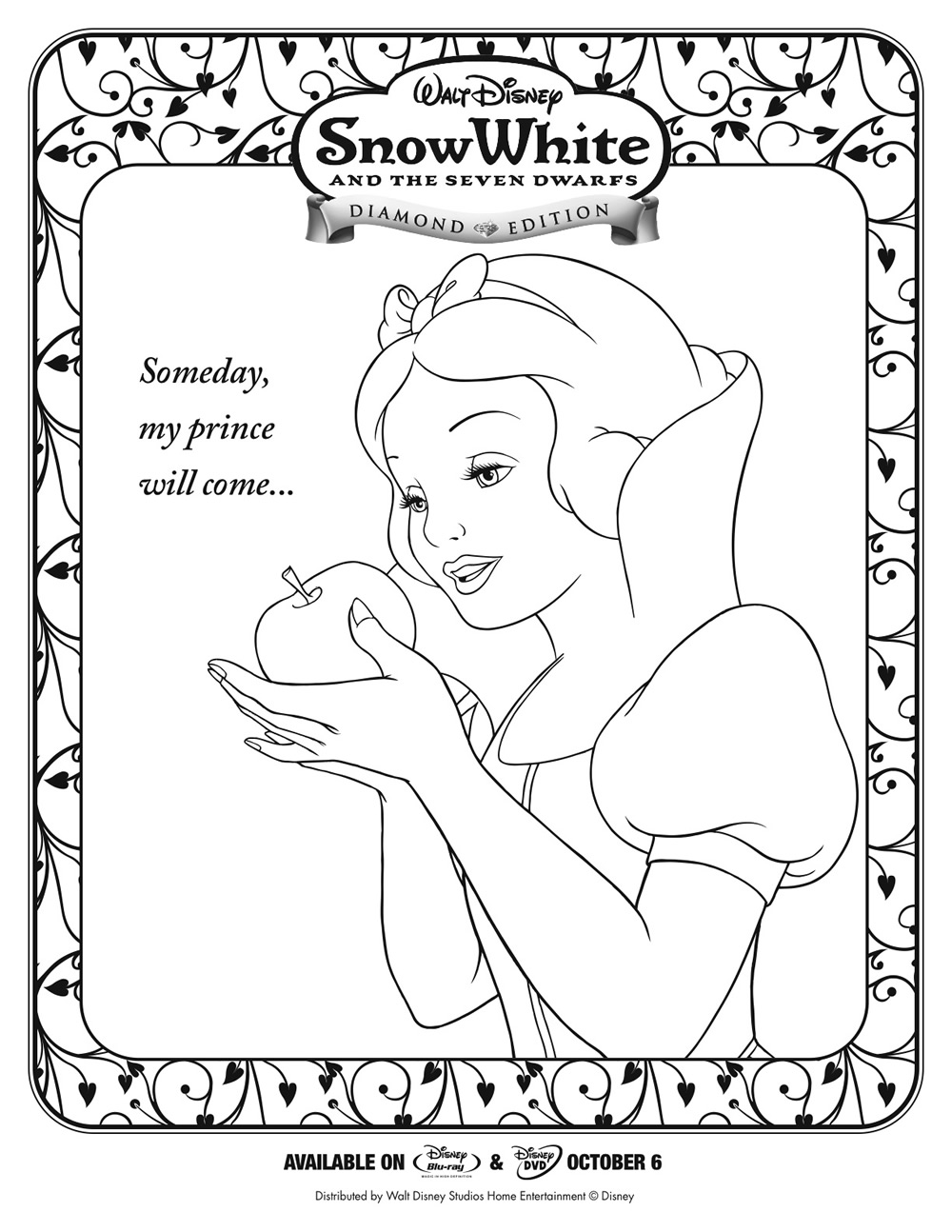 190+ Disney Snow White Coloring Pages Printable 90