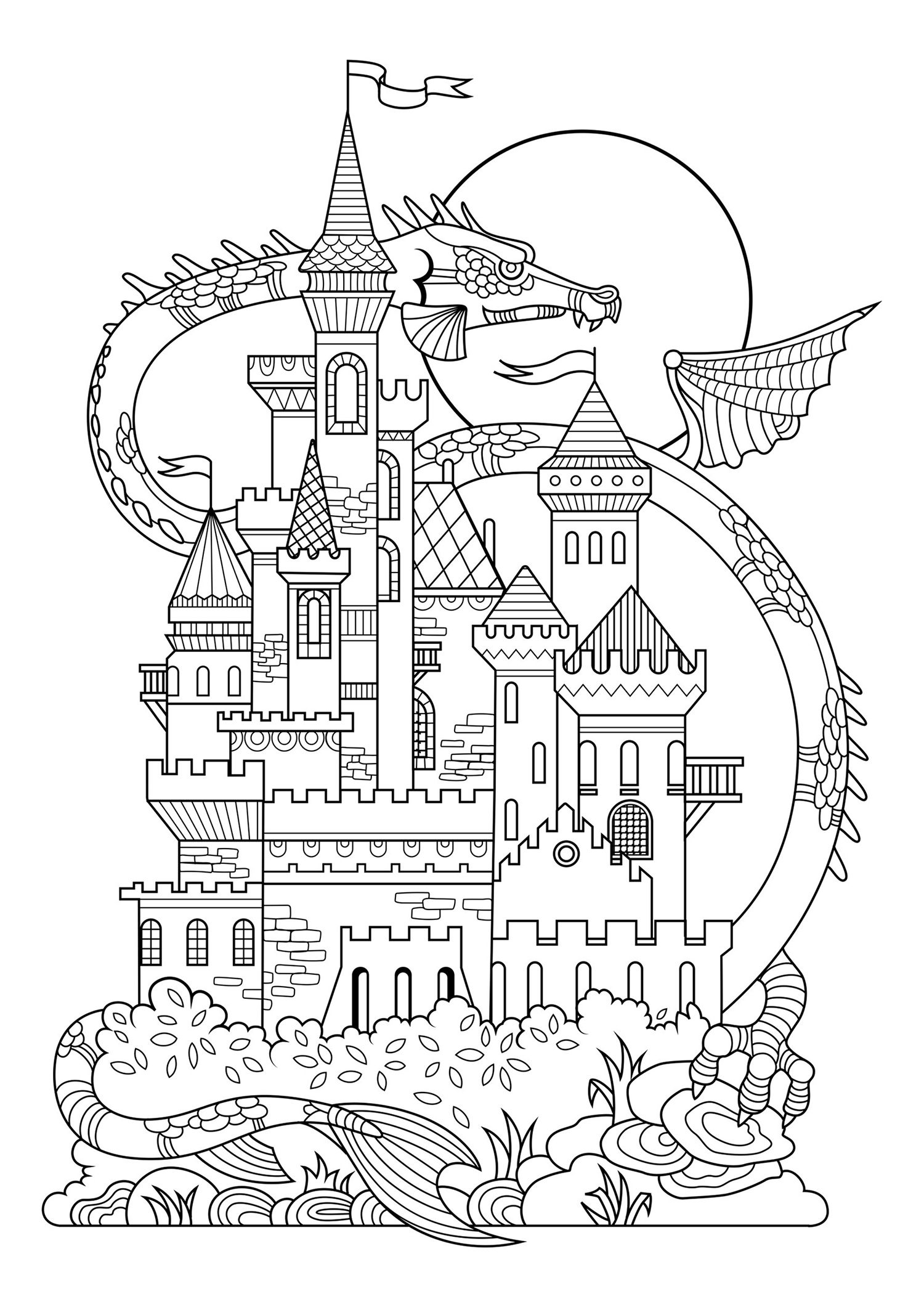 dragon coloring pages for kids printable jpg