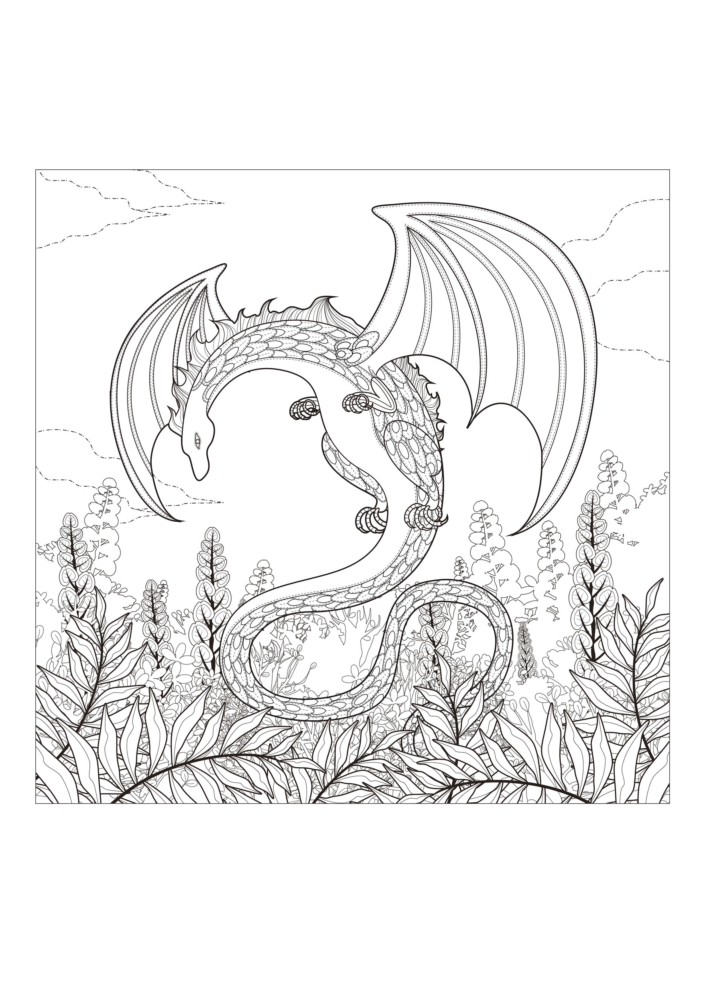 dragon coloring pages for kids printable jpg