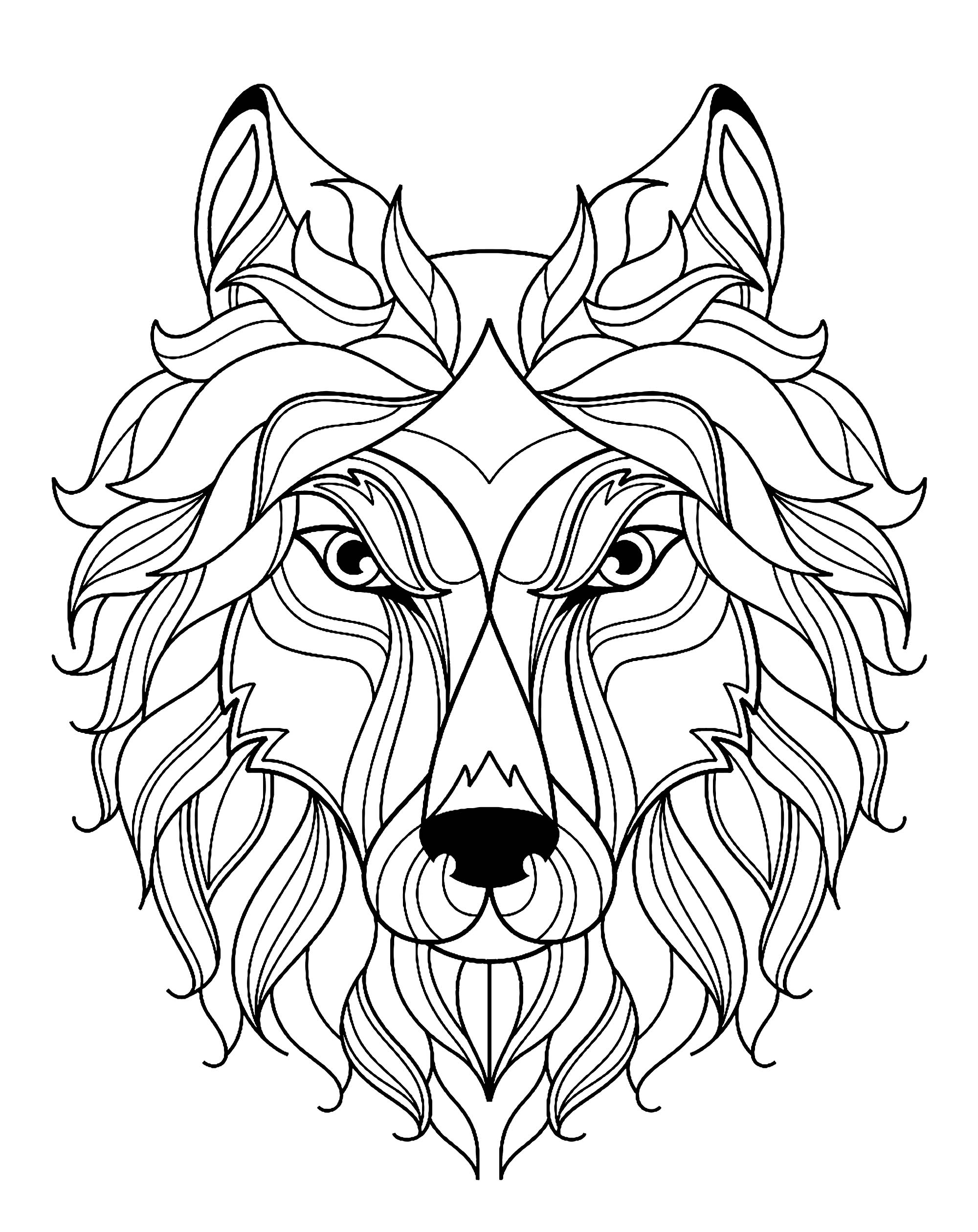 125 Wolf Coloring Pages for Adults Printable 111