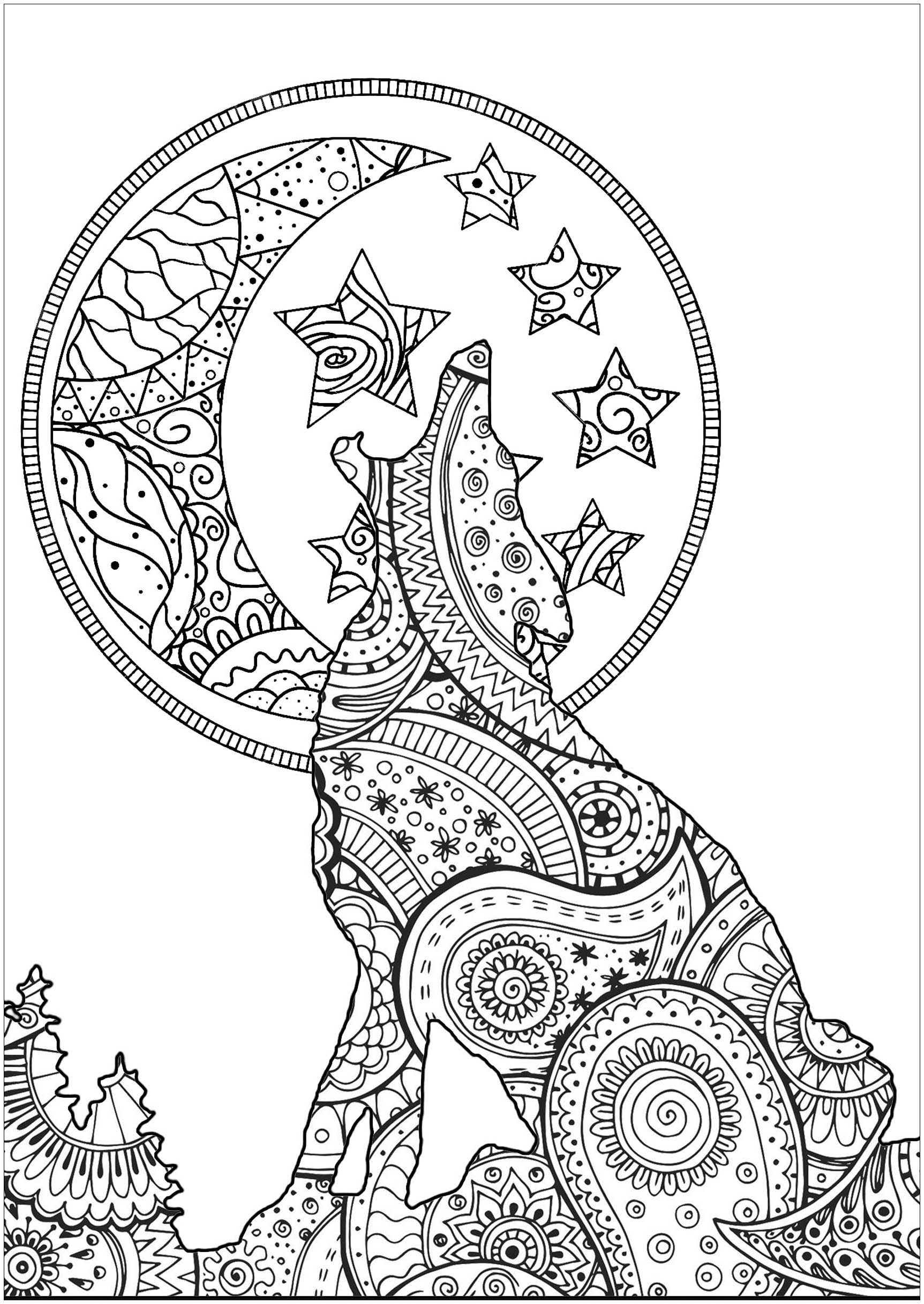 wolf coloring pages for adults printable jpg