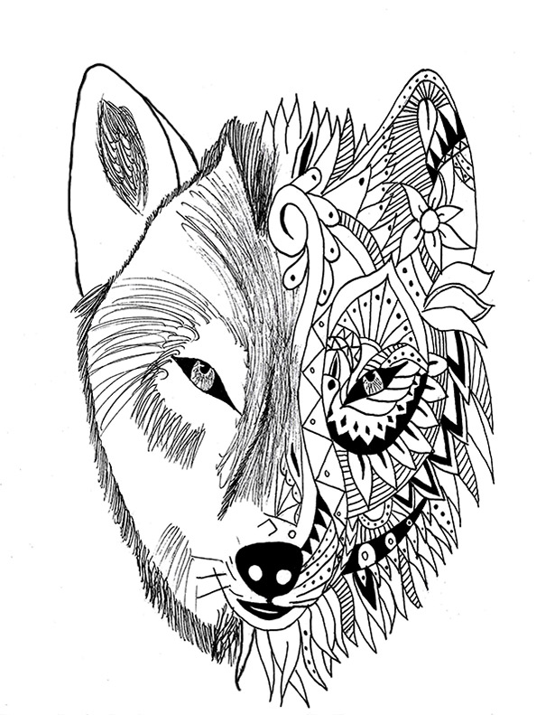 125 Wolf Coloring Pages for Adults Printable 114