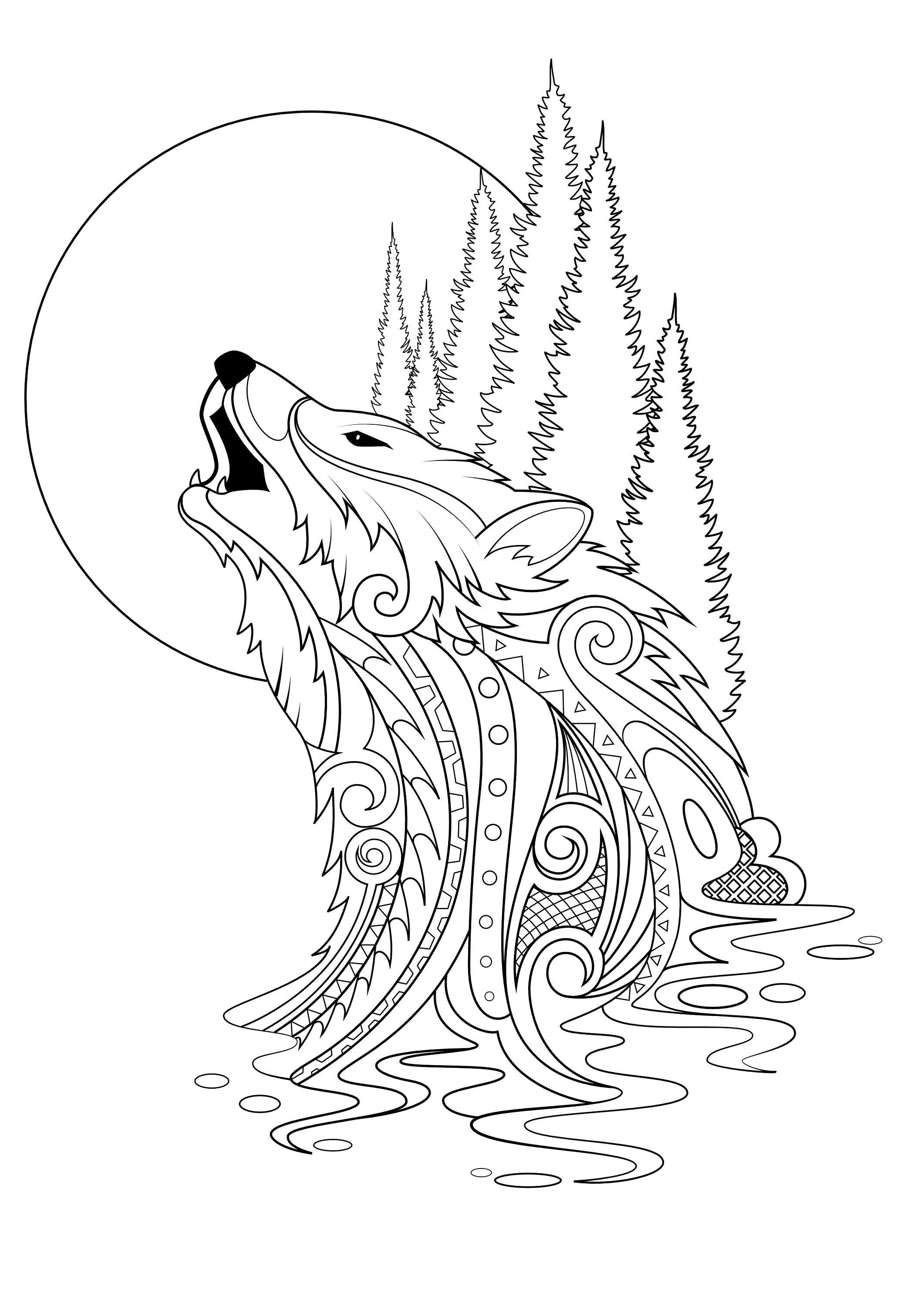 wolf coloring pages for adults printable jpg