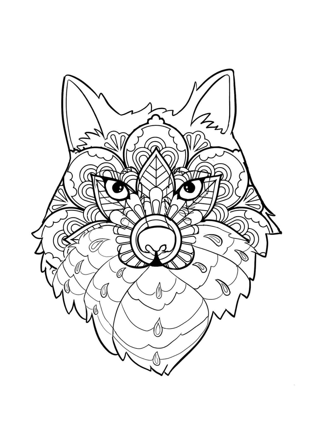 wolf coloring pages for adults printable jpg