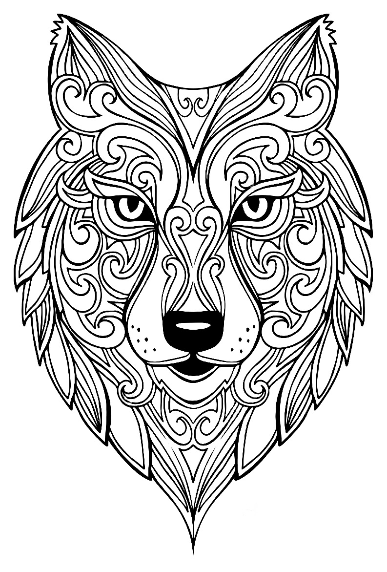 wolf coloring pages for adults printable jpg