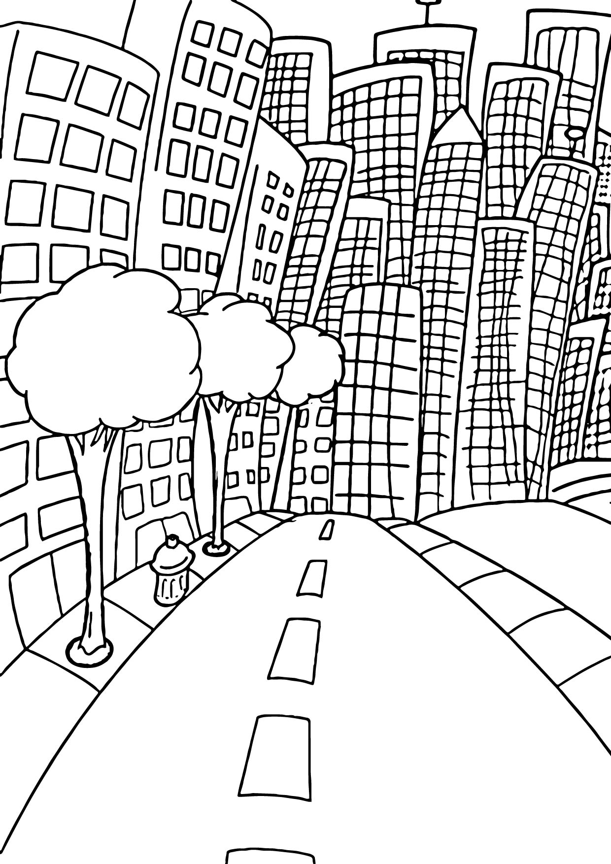 32 Urban City Coloring Pages Printable 1