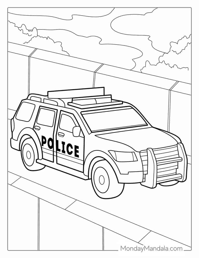 36 Flashy Police Car Coloring Pages Printable 8