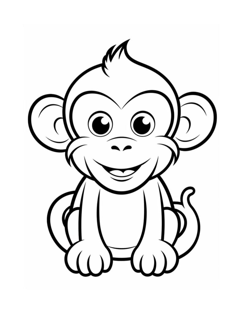 playful monkey coloring pages printable jpg