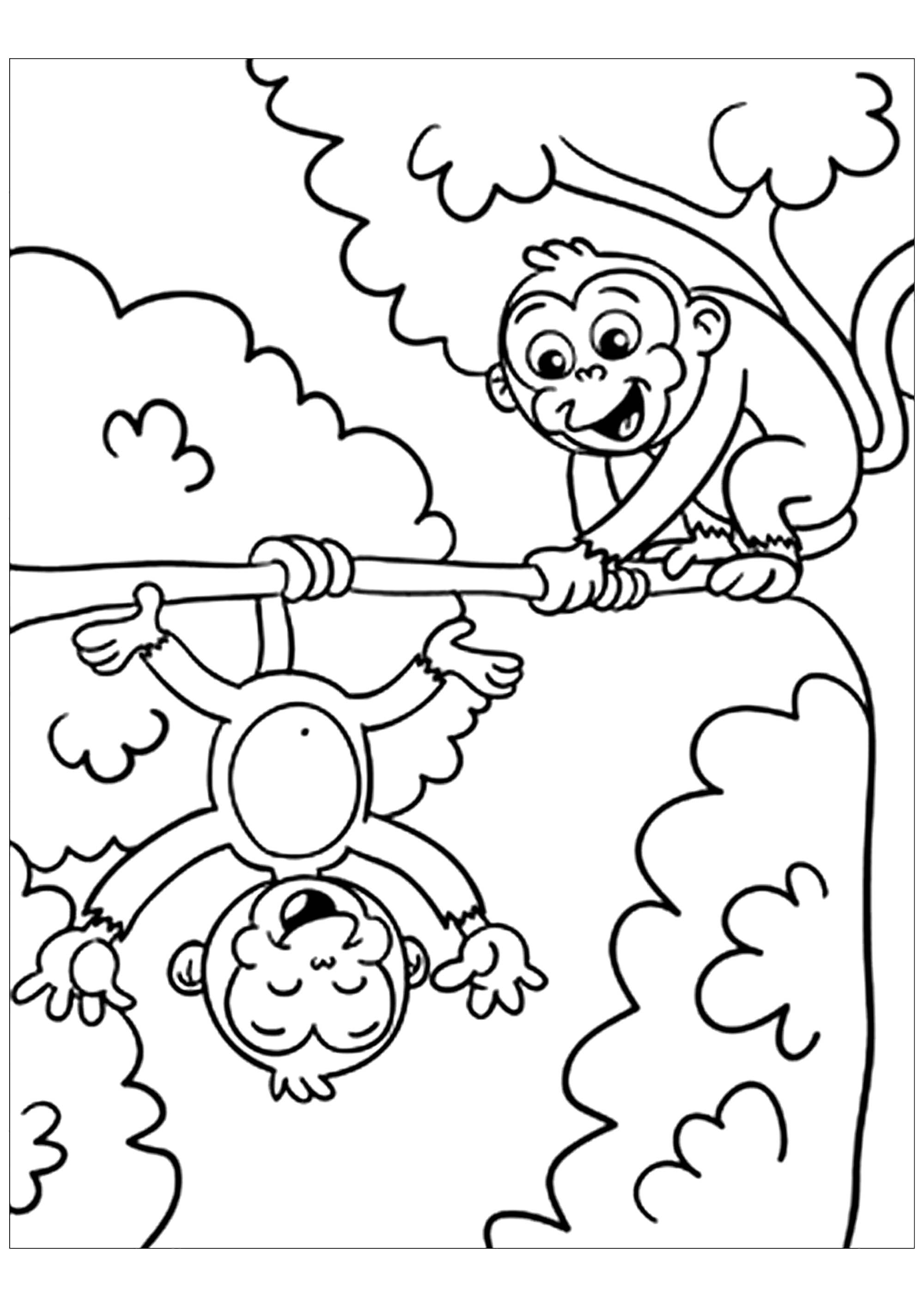 36 Playful Monkey Coloring Pages Printable 26