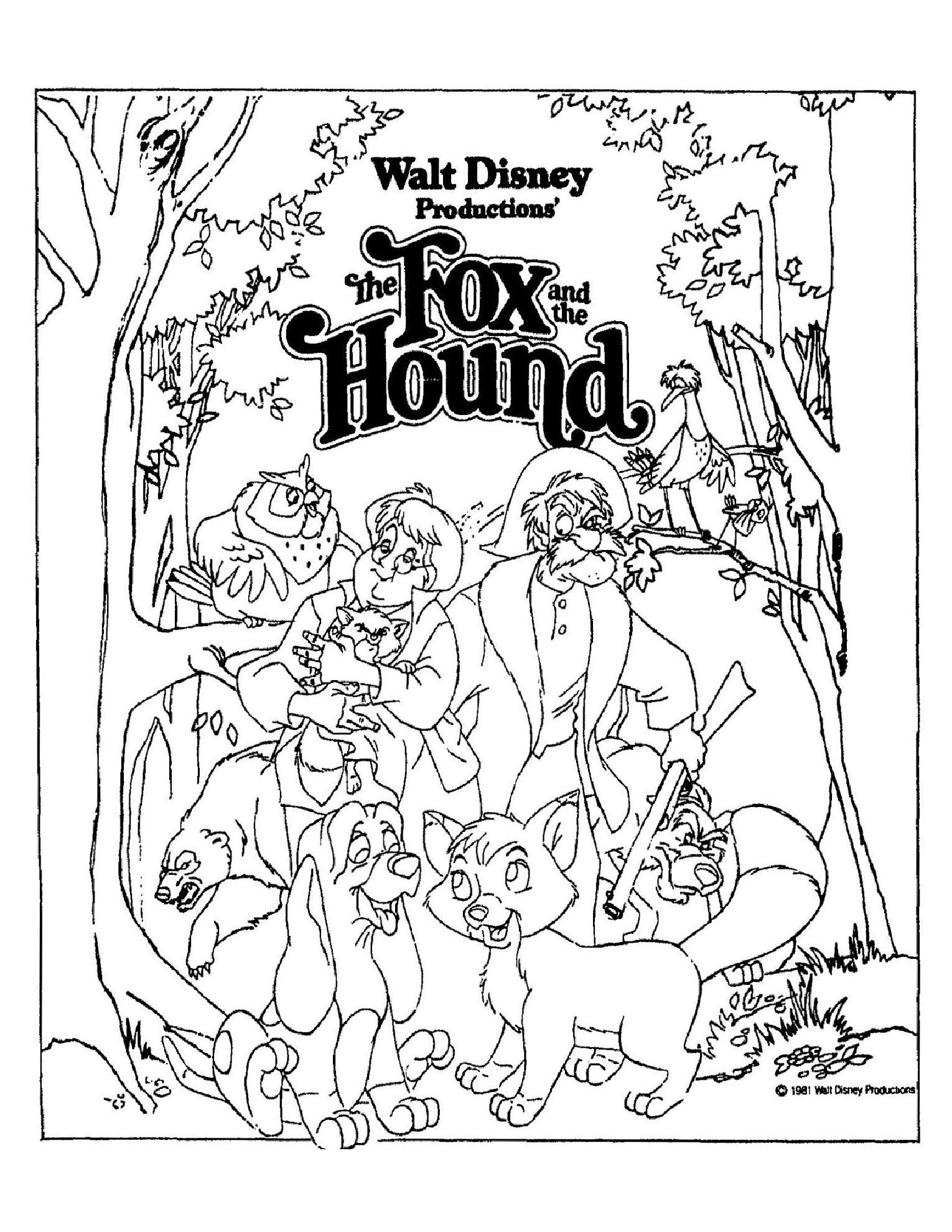 heartwarming fox and the hound coloring pages printable jpg