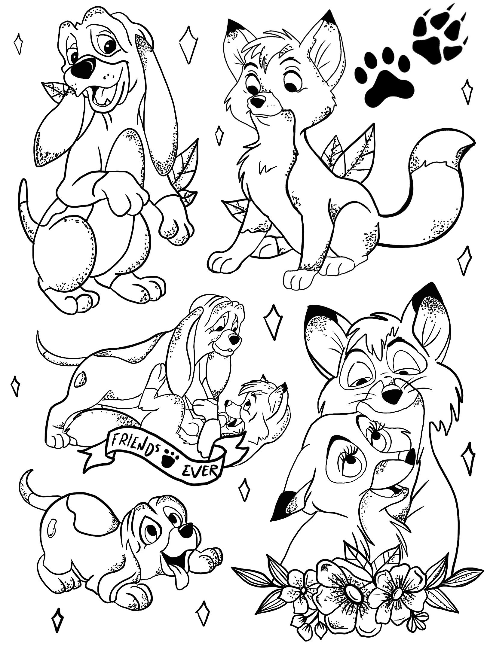 96 Heartwarming Fox and the Hound Coloring Pages Printable 26