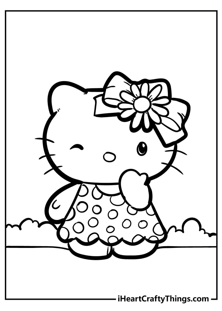 adorable hello kitty coloring pages printable jpg