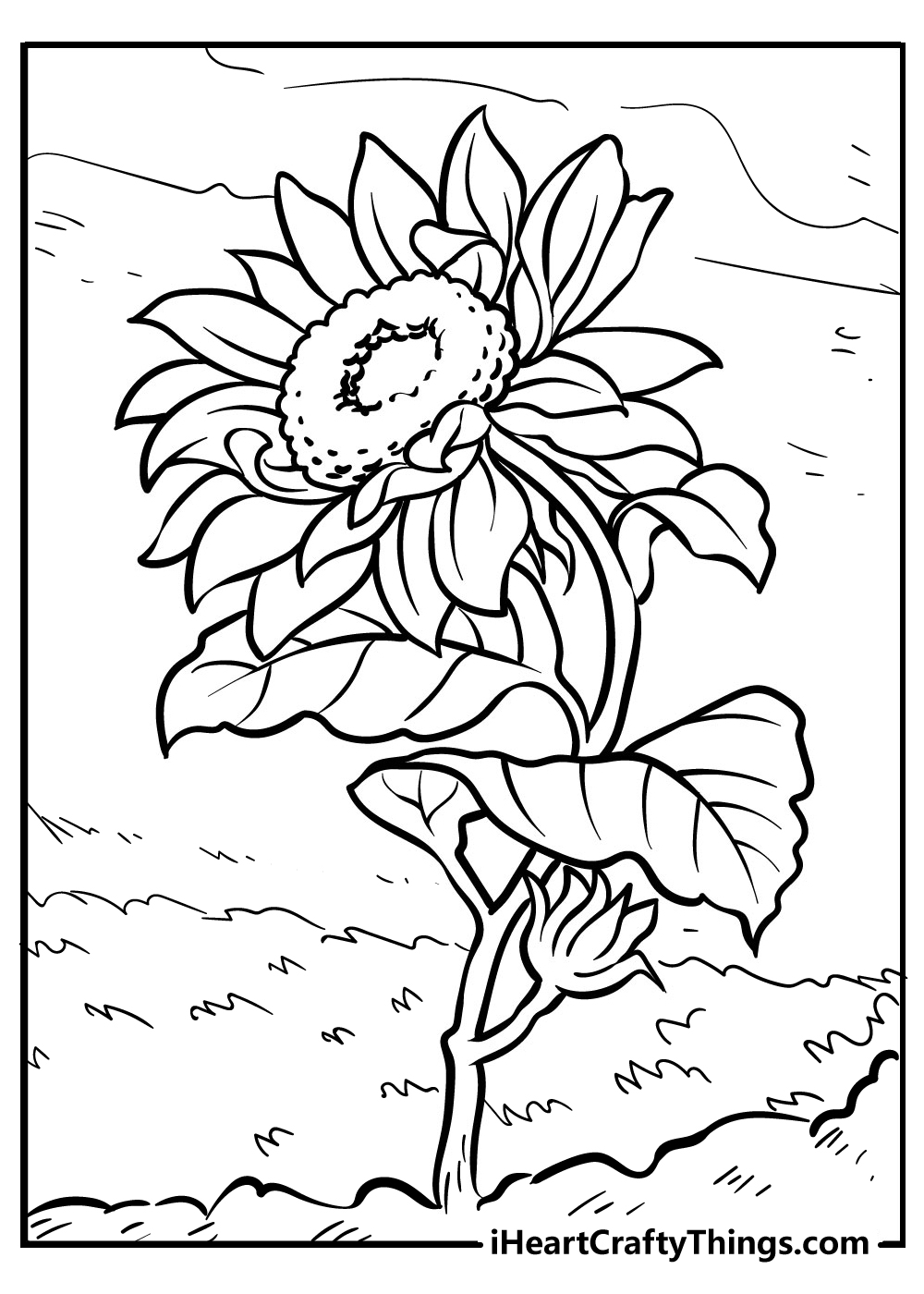 cheerful sunflower coloring pages printable jpg