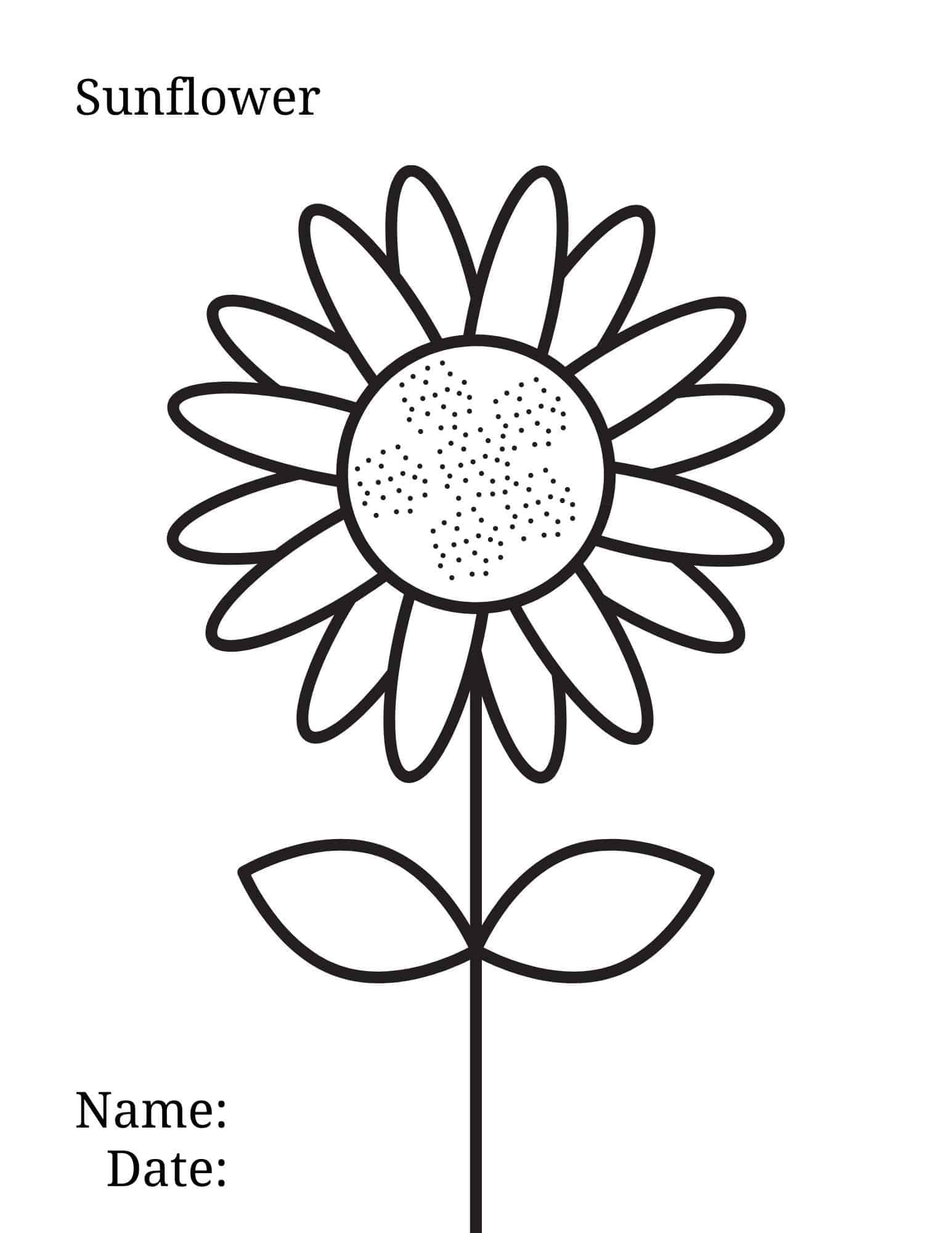 Cheerful Sunflower Coloring Pages Printable 11