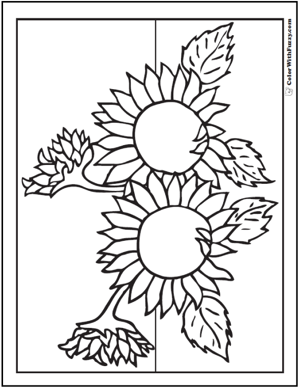 Cheerful Sunflower Coloring Pages Printable 13