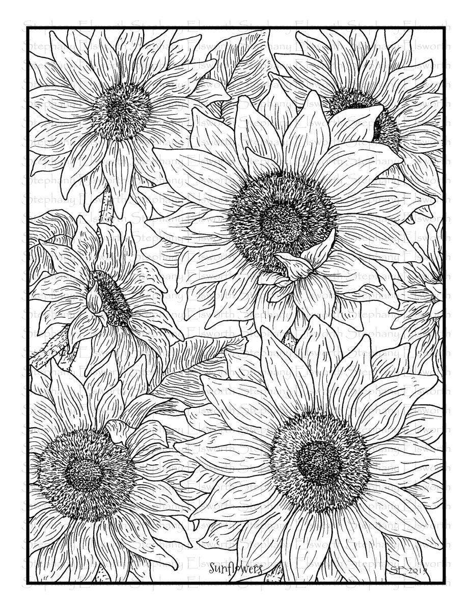 Cheerful Sunflower Coloring Pages Printable 27