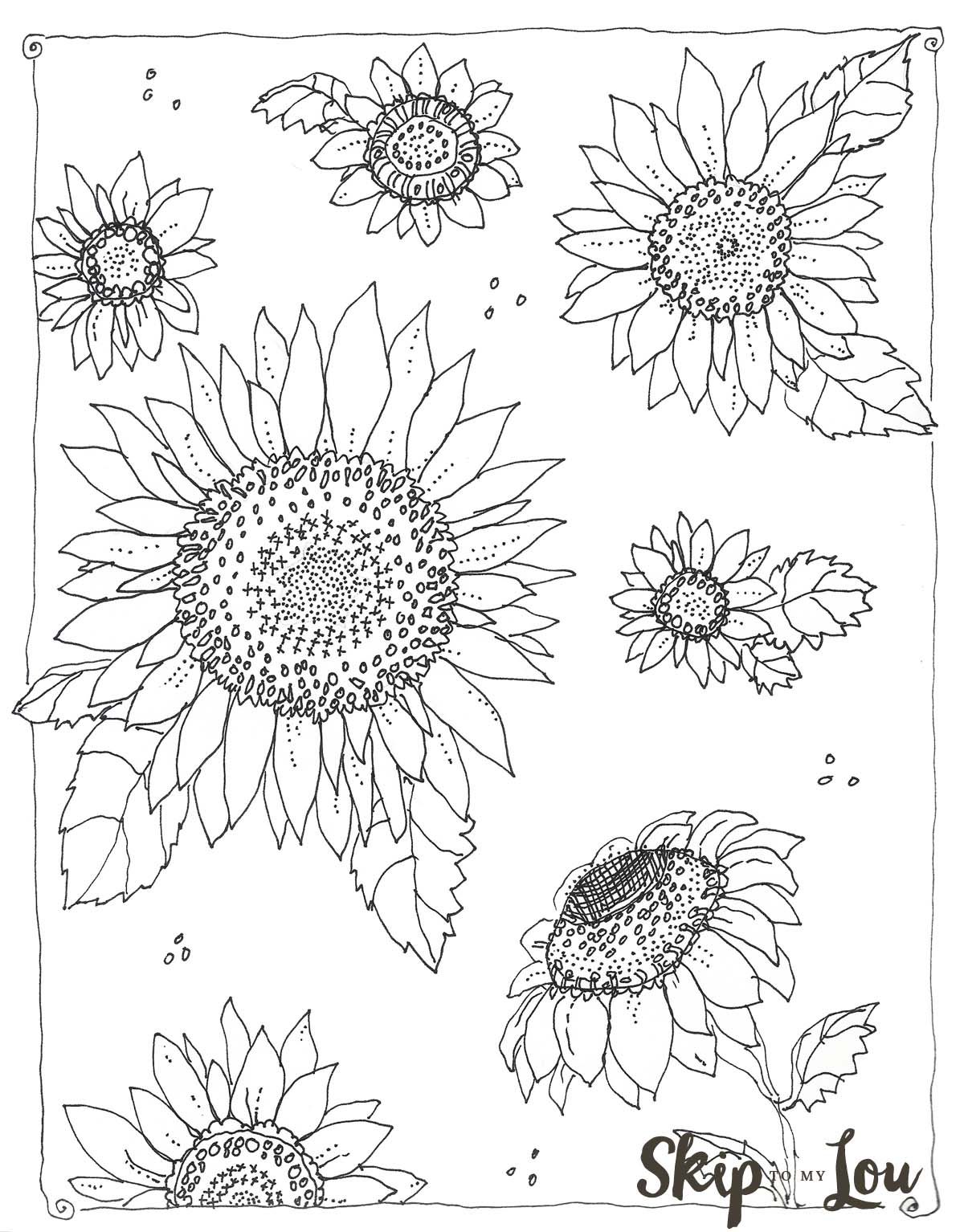 cheerful sunflower coloring pages printable jpg