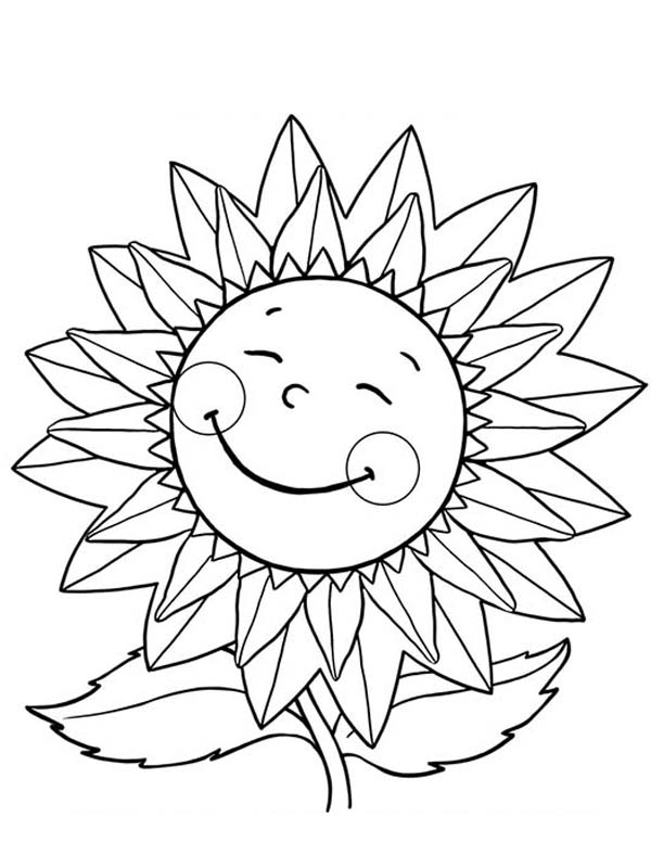 cheerful sunflower coloring pages printable jpg