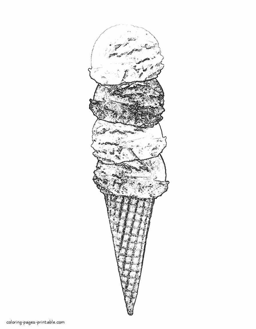 Cool Ice Cream Cone Coloring Pages Printable 10