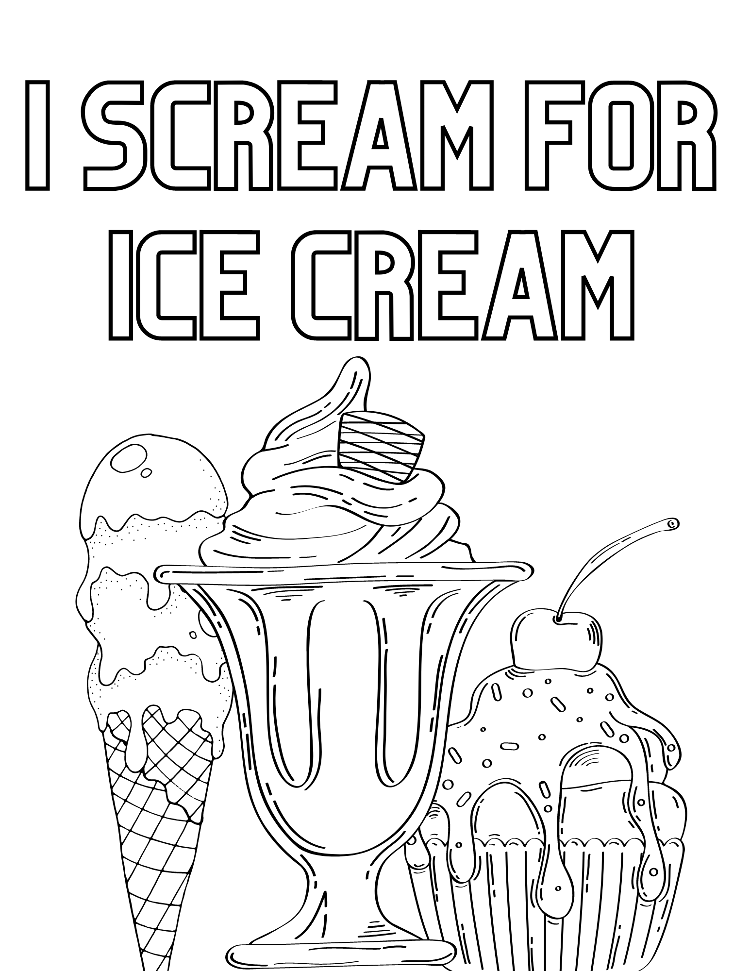 Cool Ice Cream Cone Coloring Pages Printable 8