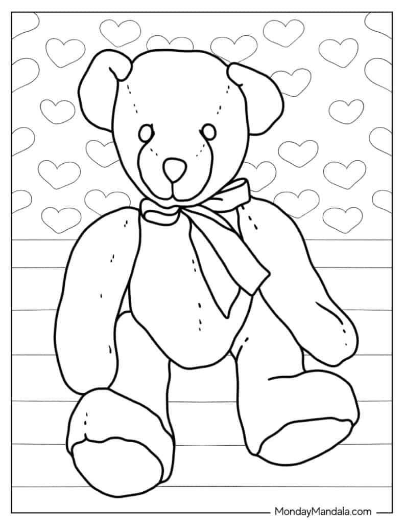 Cuddly Teddy Bear Coloring Pages Printable 3