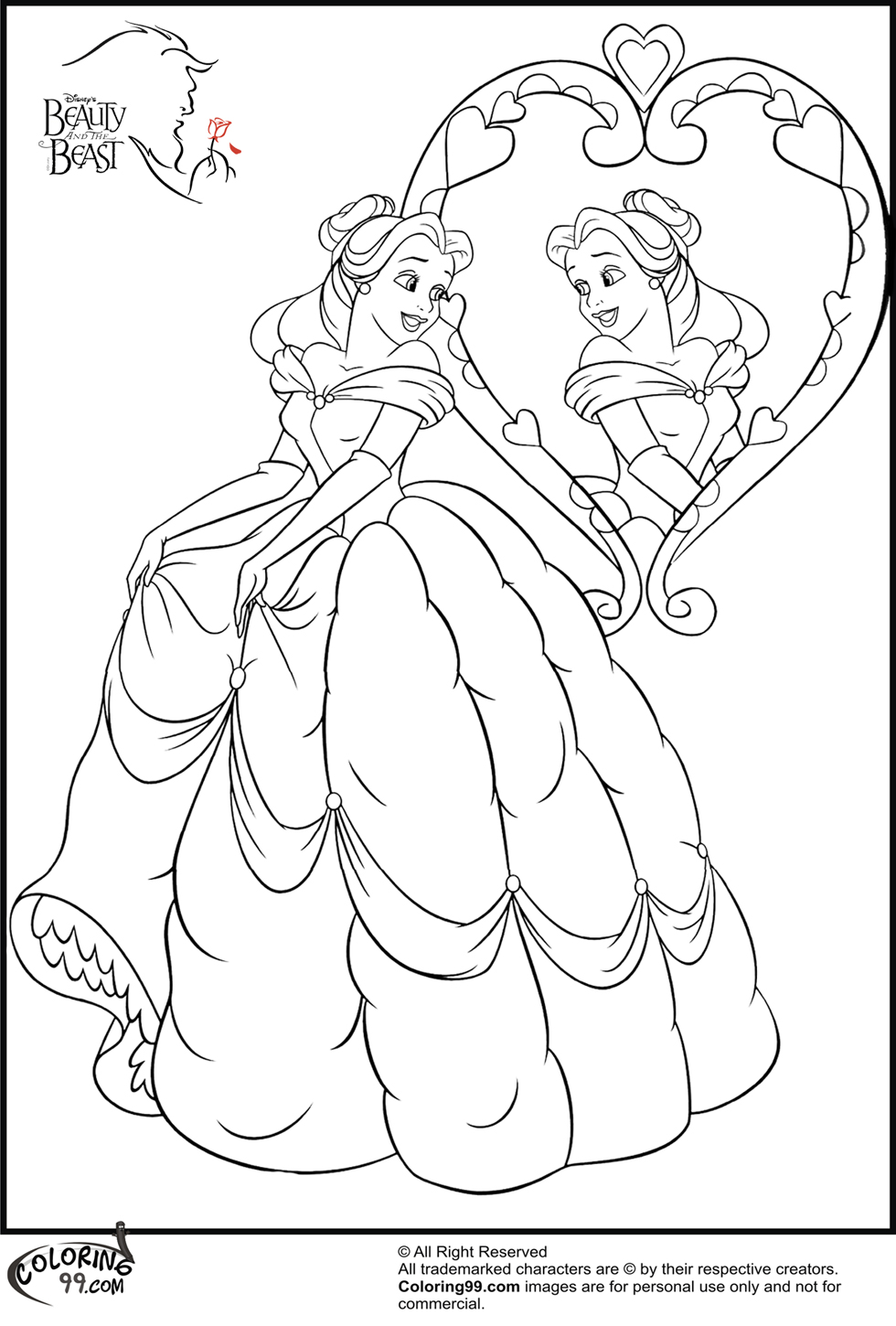 elegant belle coloring pages printable jpg