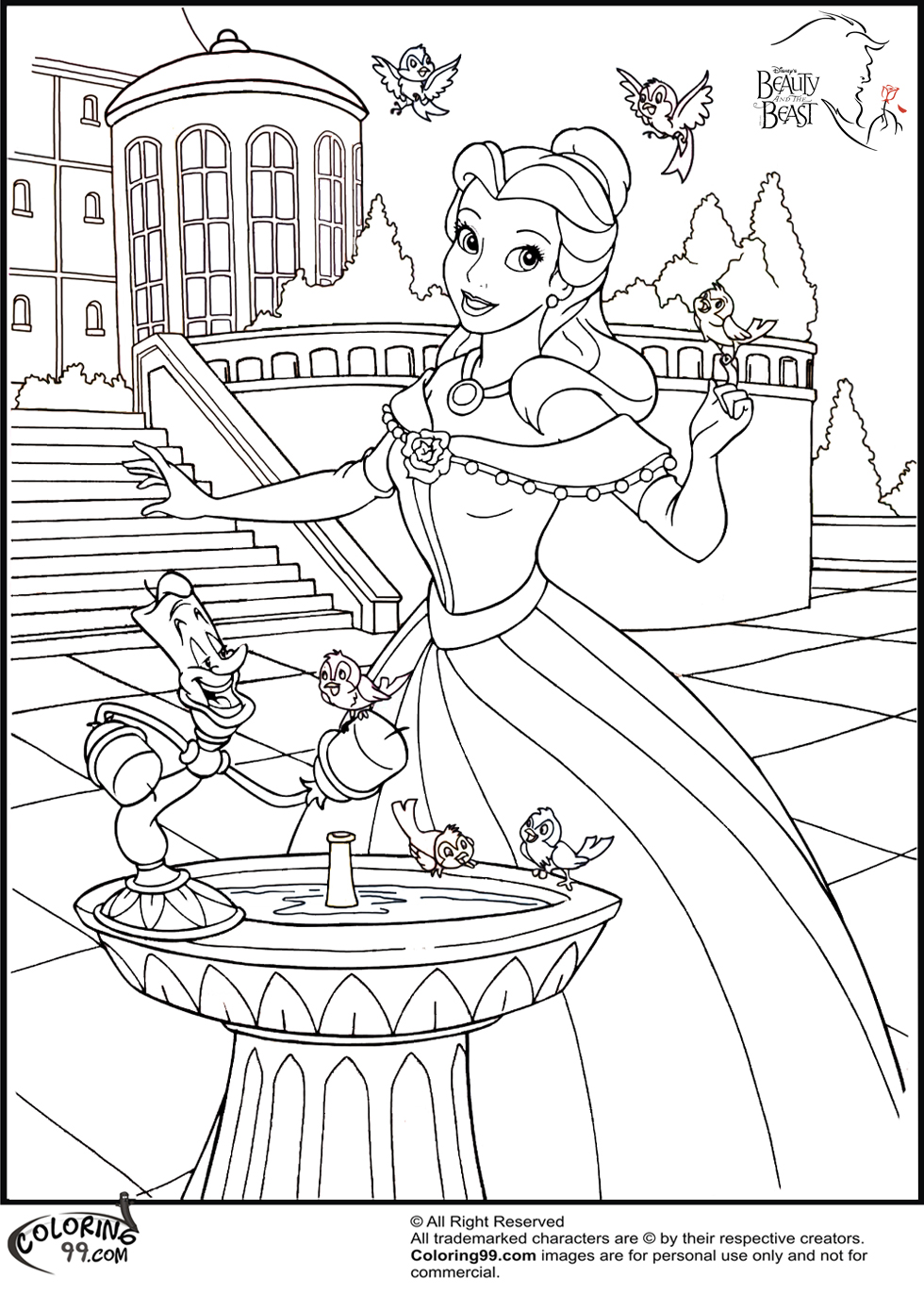 Elegant Belle Coloring Pages Printable 9