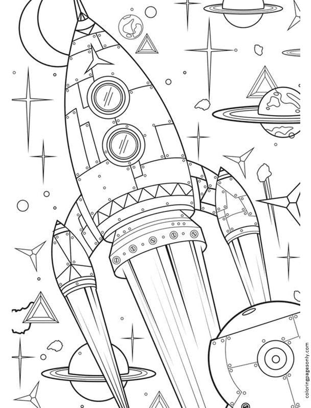 Rocketing Rocket Coloring Pages Printable 29