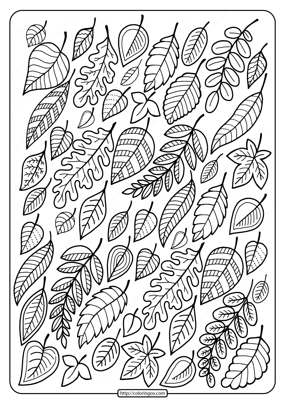 30 Leaf Coloring Pages for Kids Printable 10