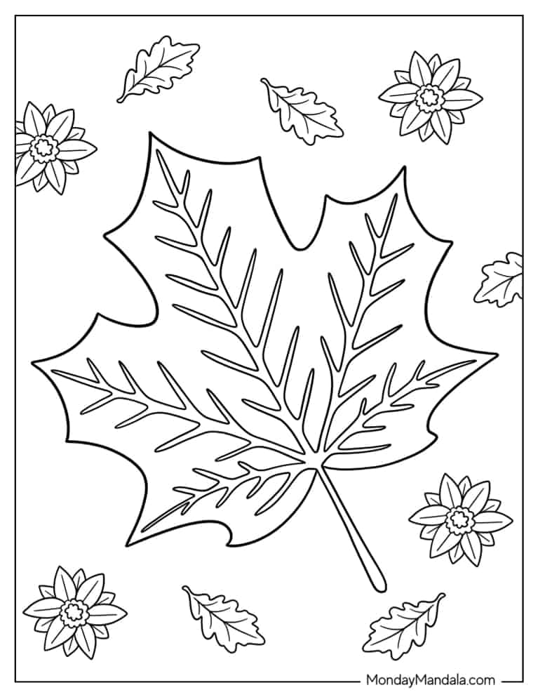 leaf coloring pages for kids printable jpg