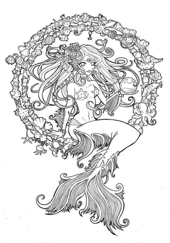 mermaid coloring pages for adults printable jpg