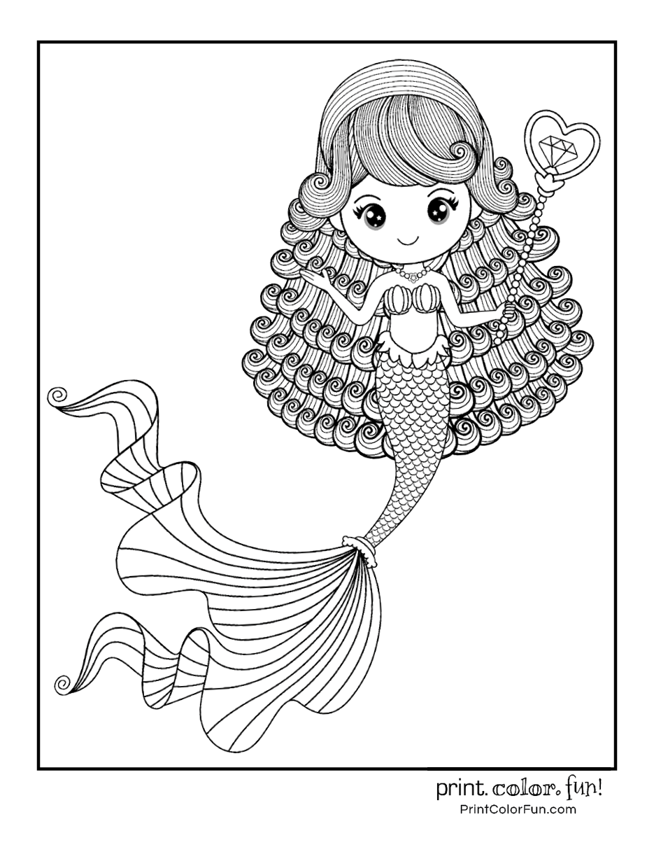 30 Mermaid Coloring Pages for Adults Printable 10