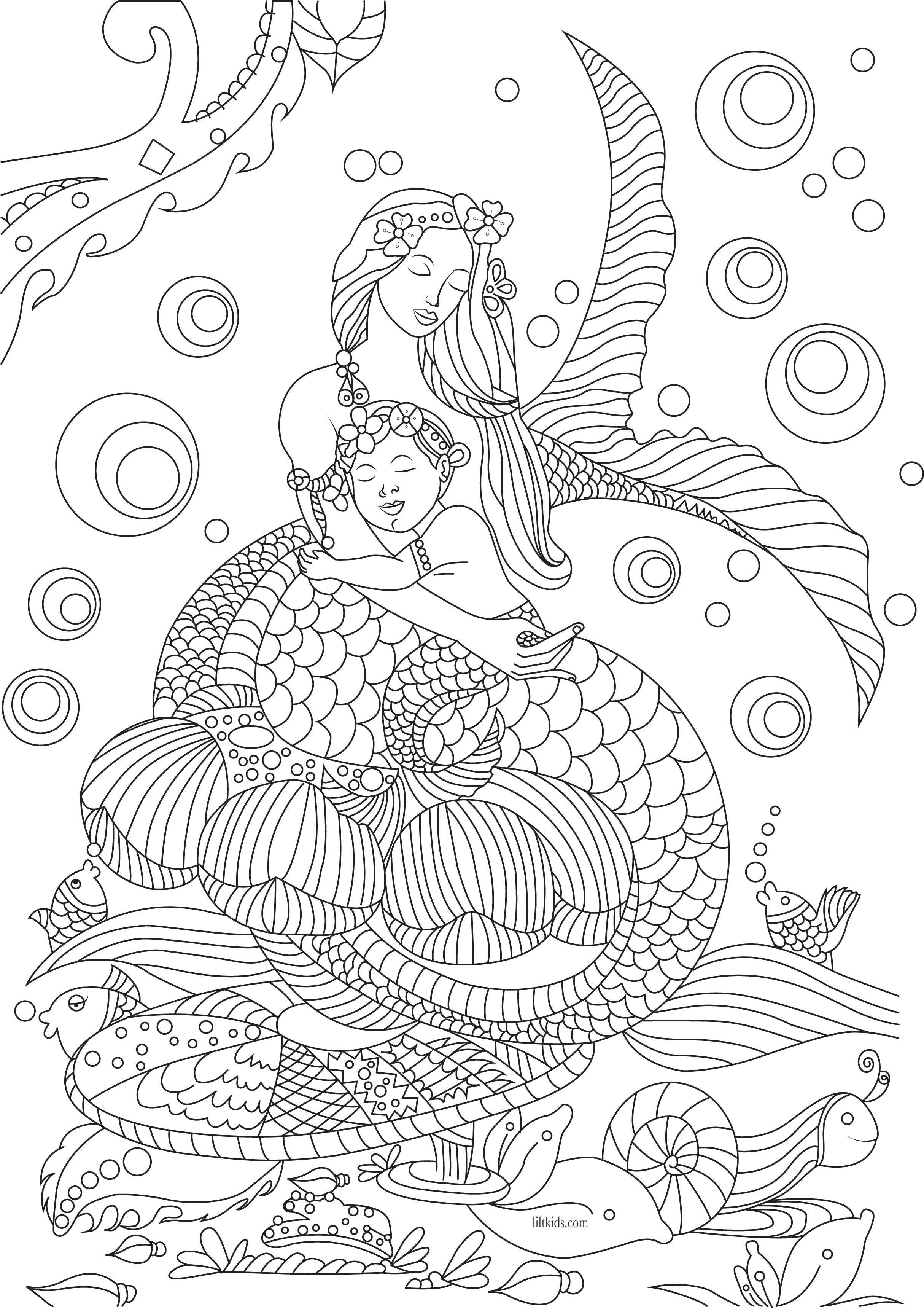 mermaid coloring pages for adults printable jpg