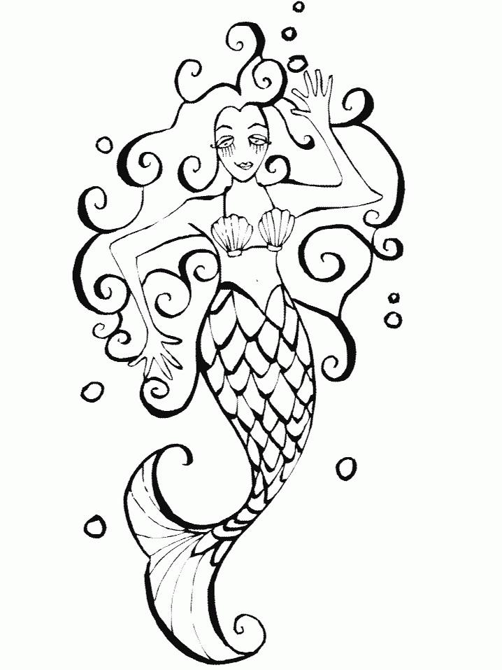 30 Mermaid Coloring Pages for Adults Printable 16