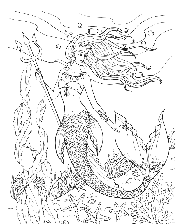 mermaid coloring pages for adults printable jpg