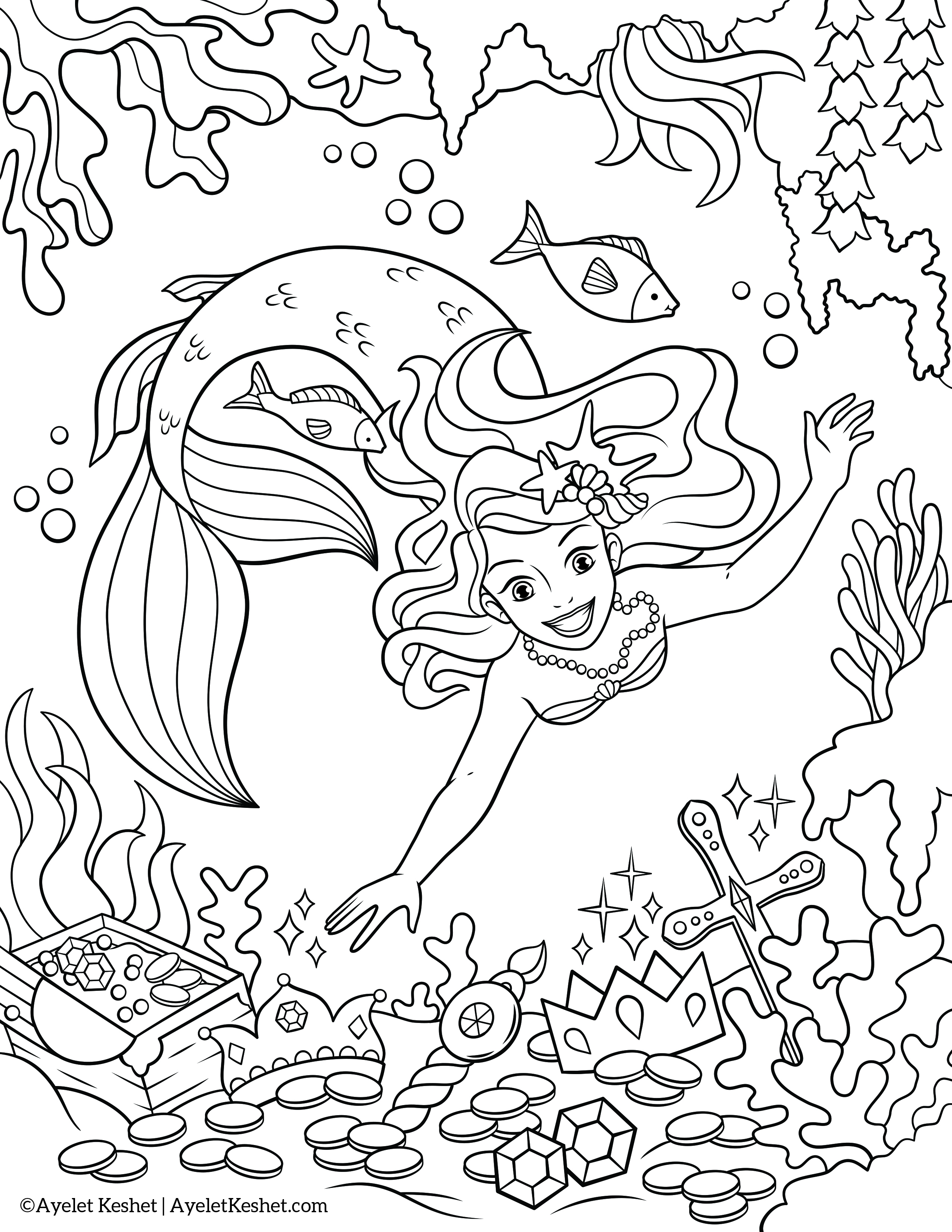 mermaid coloring pages for adults printable jpg