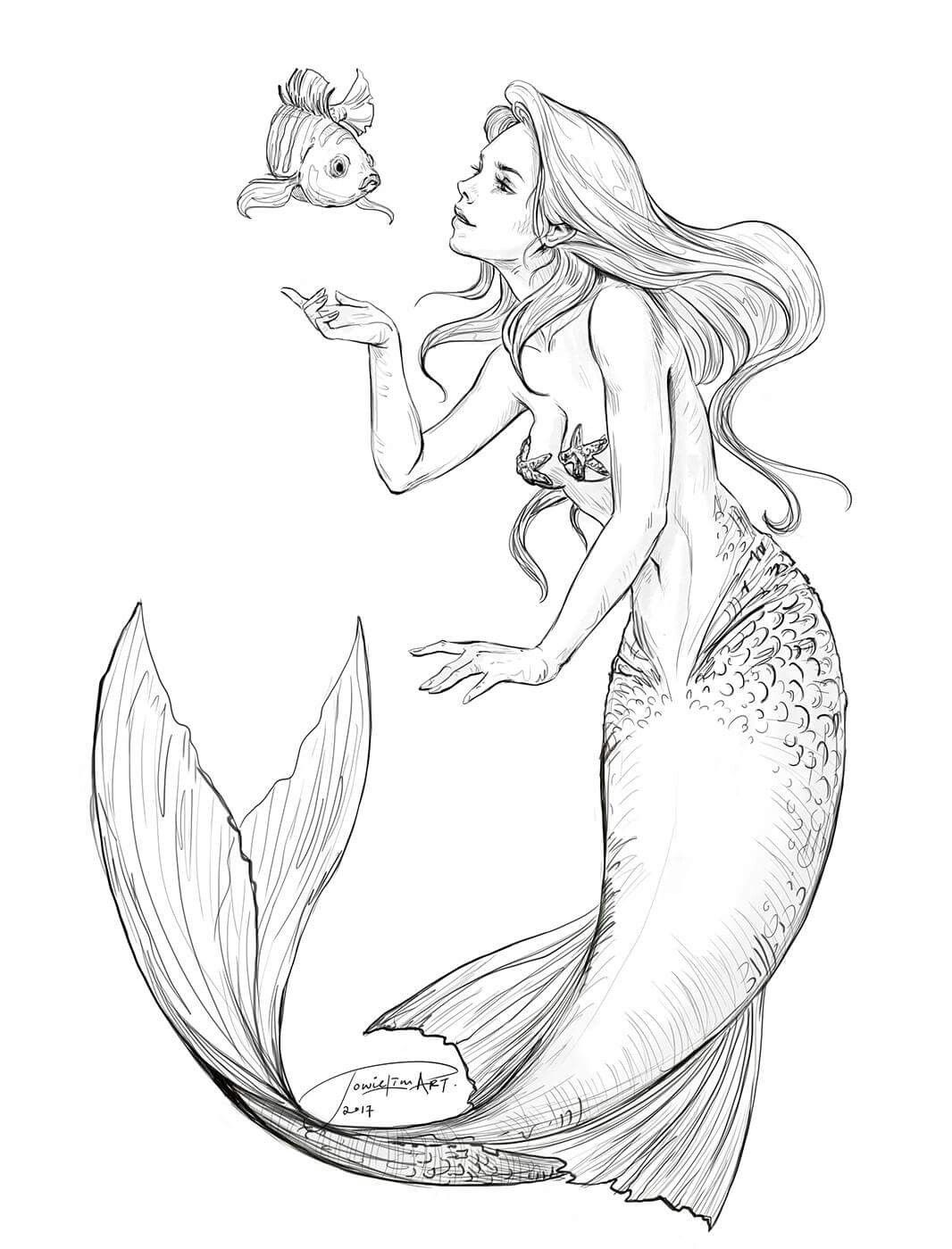 30 Mermaid Coloring Pages for Adults Printable 24