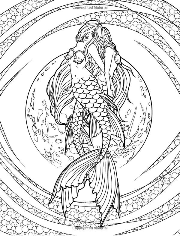 30 Mermaid Coloring Pages for Adults Printable 27