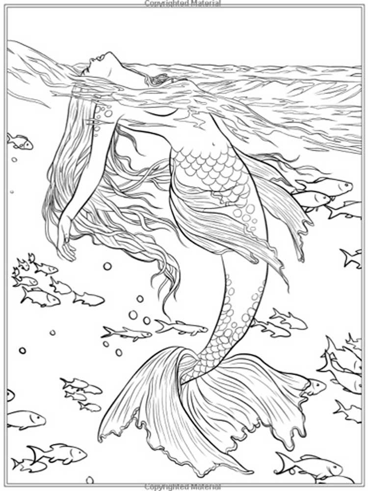 30 Mermaid Coloring Pages for Adults Printable 29