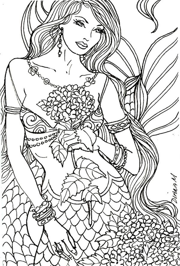 mermaid coloring pages for adults printable jpg