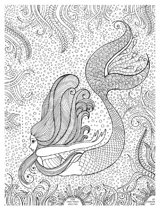 30 Mermaid Coloring Pages for Adults Printable 35