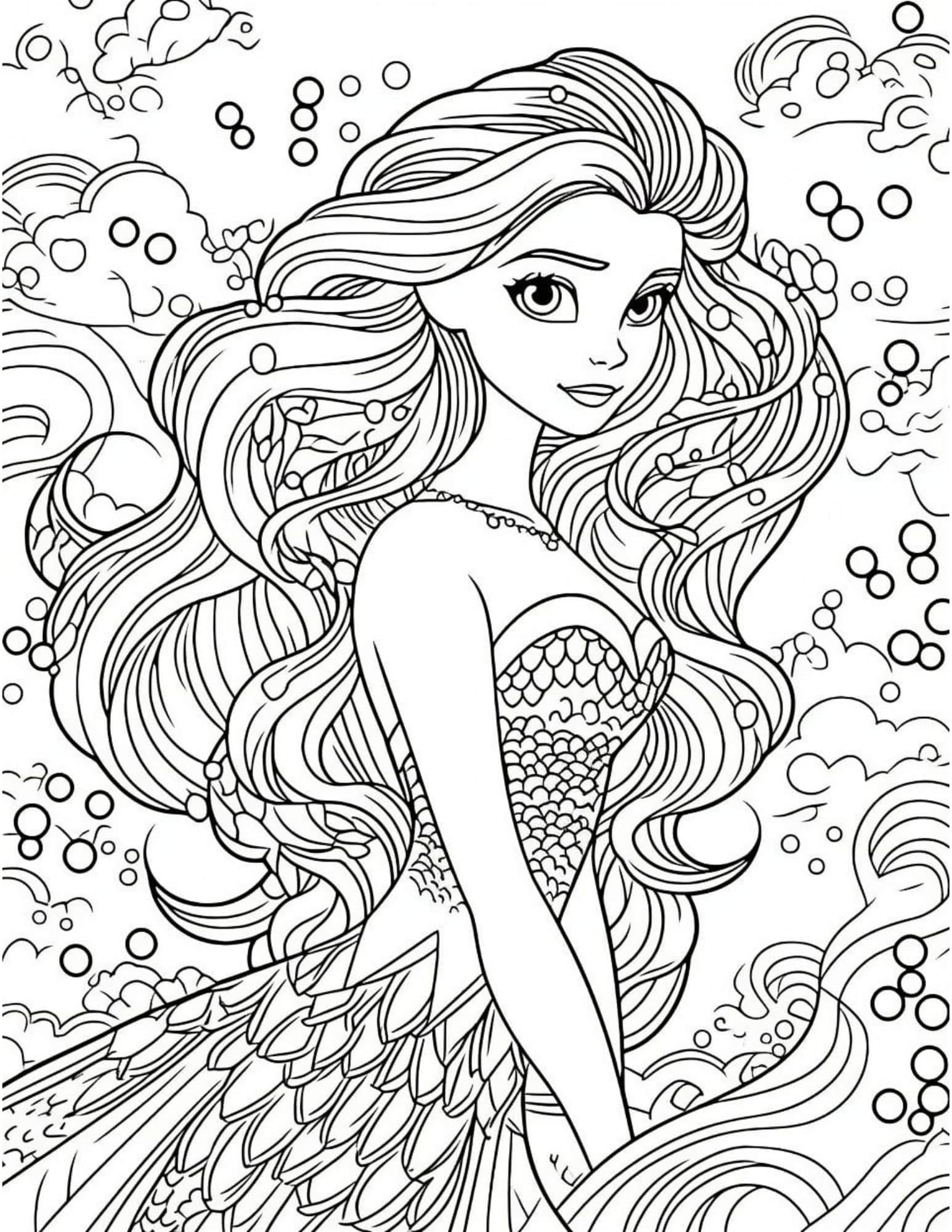 30 Mermaid Coloring Pages for Adults Printable 4